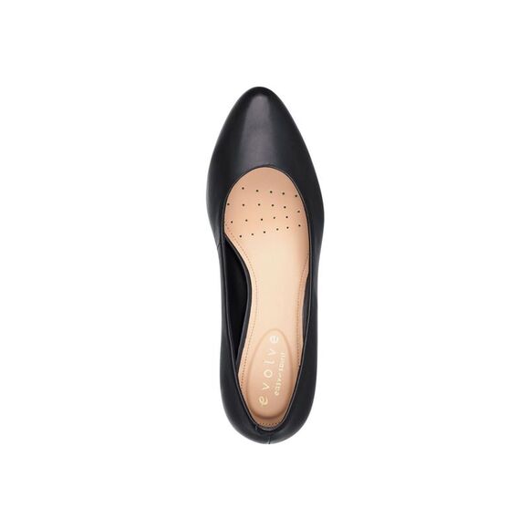 NWT EVOLVE Womens Black Robin Almond Toe Block Heel Slip On Leather Pumps 6.5 - Picture 3 of 5